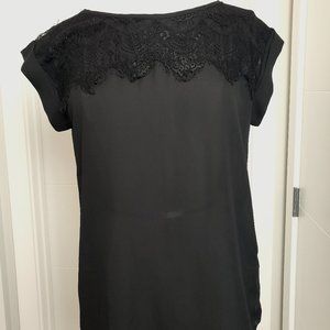 Short Sleeve Black Lace Blouse